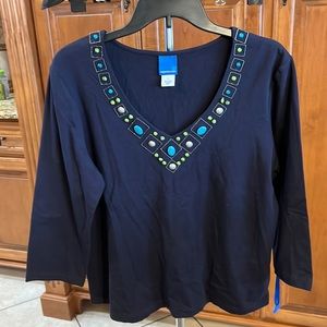 #29 - Sapphire Star, 3/4 Length top. Size Large.